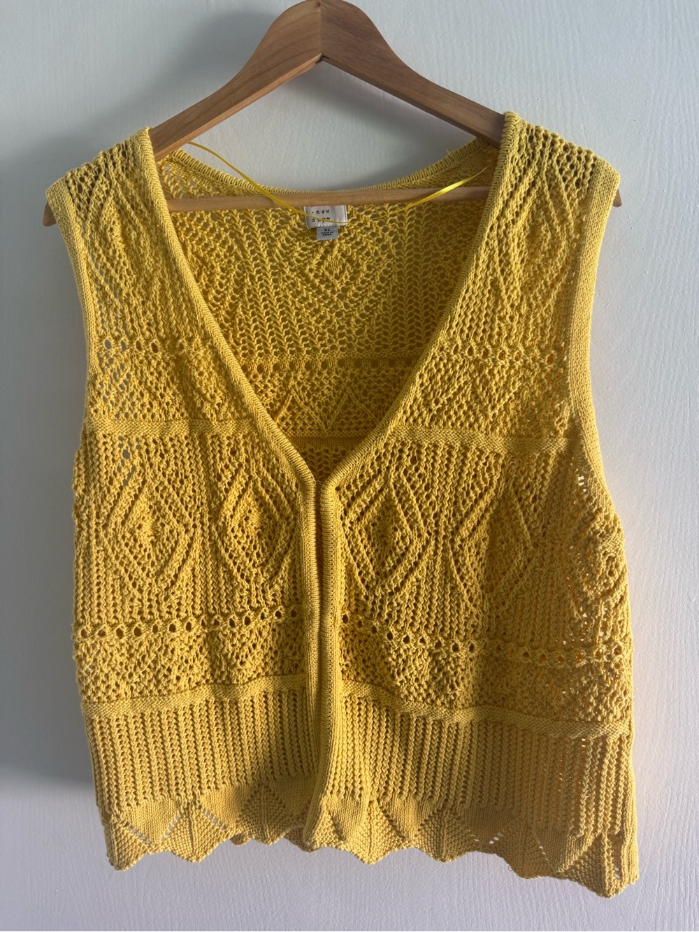 Yellow Crochet open Knit Vest